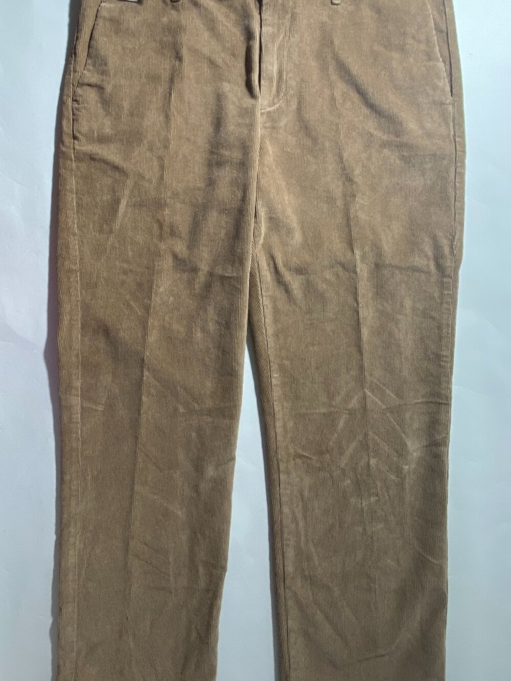 NEW- Mens Roundtree & Yorke Corduroy Pants Flat Cotton Spandex Light Khaki $60